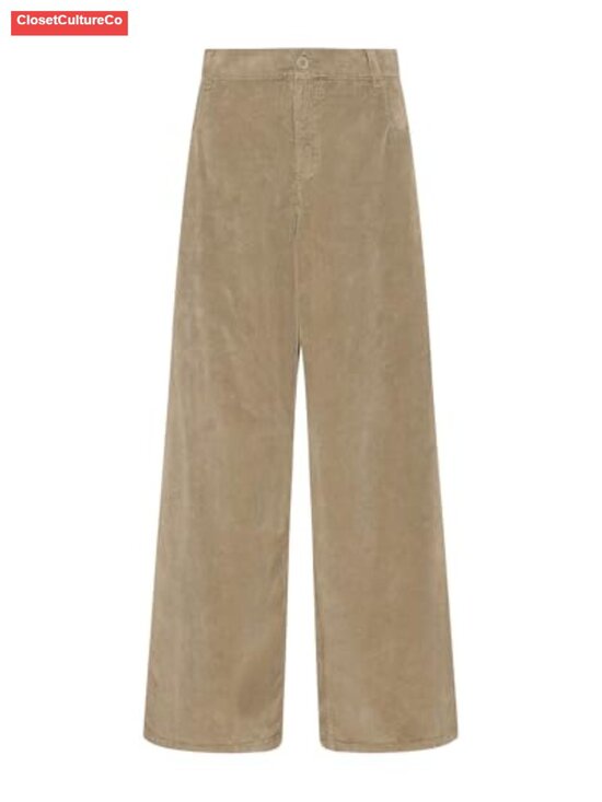 Pants - High Waisted Wide Leg Corduroy Pants Elastic Waist Casual Work Trousers